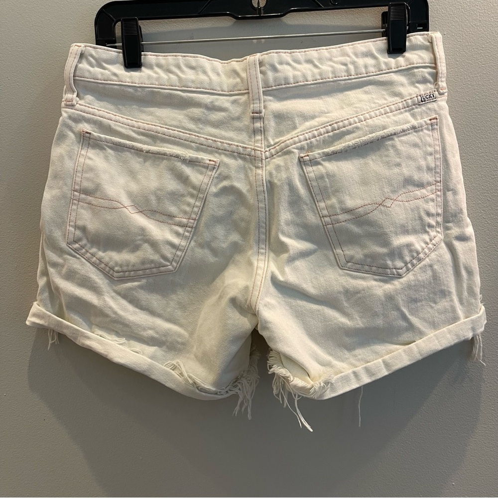 Lucky Brand The Boyfriend Shorts Off-White Denim Women’s 2/26 Raw Hem - Picture 2 of 13